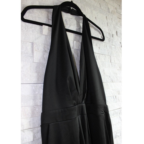 Gorgeous Deep V-Neck Black Halter Pantsuit Jumper - Picture 4 of 8